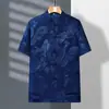 Traje Tang para hombre de manga corta, conjunto de verano, talla grande para mediana edad y ancianos, Hanfu, ropa de verano, ropa para personas mayores, ropa para hombres de 60-70-80 años