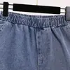 Tiro Real de Shorts de Mezclilla de Verano para Mujer, Adelgazantes, Cintura Elástica, Pierna Ancha Holgada, Tallas Grandes, Delgados, Abertura, Color Sólido