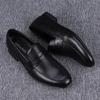 Zapatos de Hombre Estilo Nuevo Color Sólido Casual Zapatos de Cuero para Hombre Modernos Suela Blanda Zapatos de Negocios Británicos Ligeros Zapatos Elegantes Negros para Hombre