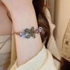 Pulseira de Corda com Contas Cerâmicas Redondas de Borboleta Antiga Estilo Étnico de Nicho Moda Celebridade da Internet Elegante Joia de Alta Qualidade para Mulheres