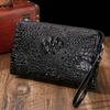 Cartera de Piel Genuina de Cocodrilo para Hombre, para Llevar en la Mano, de Gran Capacidad, Casual, Portátil, Tipo Clutch, Bolso de Mano de Moda para Negocios para Hombre