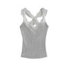 Compañero Interior ~ Encaje Sexy Camisola de Punto para Mujer Francesa Elástica Adelgazante Look Top Corto con Hermosa Espalda