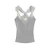 Compañero Interior ~ Encaje Sexy Camisola de Punto para Mujer Francesa Elástica Adelgazante Look Top Corto con Hermosa Espalda
