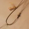 Correa de Collar de Cordón de Cuero Encerado Ajustable, Cordón de Cuero Hecho a Mano de Color Sólido Vintage Adecuado para Colgantes de Jade, Esmeralda y Jade Hetian