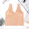 Outono 881 sem costura peito envolvendo a cor sólida Pit V-neck largo ombro alça push-up sutiã à prova de choque esportes colete de ioga para as mulheres