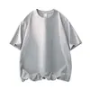 Camiseta de Verano para Hombre de Color Sólido, Manga Corta, Alta Gama, Talla Grande, Holgada, Algodón Puro, Talla Grande, Cuello Redondo, Manga Corta, Fina