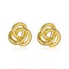 Pendientes de diseño de lujo discreto de estilo antiguo, pendientes geométricos en espiral con patrón de cáñamo, pendientes de nudo de anillo estilo Hong Kong para mujer