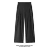 Pantalones de Lino Sintético Plisados Estilo Old Money, Pantalones de Vestir Holgados de Pierna Ancha Transpirables Finos de Verano, Pantalones Largos Casuales Rectos Sueltos