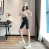 Calças Femininas de Verão Finas em Pele de Tubarão, Leggings de Nove Pontos, Shorts de Segurança Anti-Exposição, Calças de Yoga de Cintura Alta Levanta-Bumbum