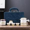 Juego de té de kung fu de viaje, bolsa portátil, tetera de cerámica para exteriores, taza exprés, regalo de viaje para acampar