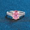 S925 full-body prata esterlina flor de gelo corte ovo em forma de ouro amarelo rosa Padma vermelho anel feminino proposta anel de diamante de casamento