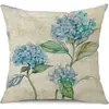 Funda de almohada de lino con estampado de letras de hortensia nueva transfronteriza de Amazon para cojín de sofá de sala de estar en casa, mesita de noche