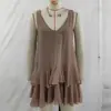 Vestido Curto Elegante Feminino Camadas Decorativas Moda Nova 2026 Estilo Europeu e Americano Transfronteiriço Atacado 5039240