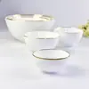 Tigela de cerâmica com borda dourada tigela de arroz congee tigela doméstica presente louça tigela pauzinhos prato conjunto de pratos tigela de porcelana óssea estilo simples