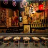Papel de parede de restaurante de sushi estilo japonês Papel de parede de arquitetura japonesa Vista da rua Papel de parede 3D ukiyo-e restaurante Casa jujiu Mural
