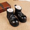 Botas de Nieve con Piel Integrada para Mujer 2025 Otoño e Invierno Nuevo Estilo Botas Cortas de Algodón Lavado de Piel de Vaca Mangas Calientes Botas Cortas de Lana