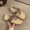 Sapatos meias fechados populares estilo Birkenstock para mulheres, para uso externo no outono, modelo novo 2026, com sapatos baixos Mary Jane de sola grossa com aumento interno de altura para mulheres