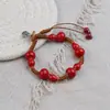 Jingdezhen Navidad Cerámica Cuerda Trenzada Pulsera Animales de Dibujos Animados Cuerda de Mano Joyería al por Mayor para Atracciones Turísticas Nicho Lujo Ligero