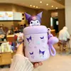 Botella de agua aislada de acero inoxidable, acero inoxidable 316, para niños y estudiantes, con popote, con lindos diseños de dibujos animados de Woody, Judy y Nick