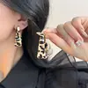 Pendientes de Cuero con Estampado de Leopardo para Mujer, Pendientes Retro con Temperamento de Lujo Ligero, Pendientes de Botón Más Vendidos