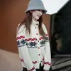 Suéter Jacquard Coração de Amor Chique Pele Amigável Gola Alta Manga Única Inverno Quente Fair Isle Retrô Casaco Solto