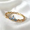 Anillo Abierto Ajustable Tilenny Estilo Ins Más Vendido Transfronterizo con Circonita para Mujer, Diseño Floral Dulce y Lindo