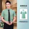 Traje de Negócios de Manga Comprida e Curta, Camisas de Algodão que Não Amassam, Tailleur Formal Feminino para Homens e Mulheres, Camisas Verdes com Logos Bordados