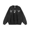 Doberman spaniel impresión por inyección directa tinta blanca lavado al agua suéter con capucha desgastado marca de moda high street sudadera con capucha de manga larga oversize para hombre