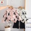[Jin Yong Xiong] Conjunto de Suéter de Tricô de Duas Peças Outono Tesouro Feminino Calças Flare Suéter com Laço