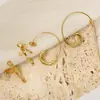 Pendientes de Aro de Moda Exquisitos Transfronterizos Europeos y Americanos para Mujer Chapados en Oro de 18K Acero Inoxidable Lujo Accesible Pendientes de Gama Alta en Stock