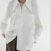 Camisa Branca para Mulheres Outono 2025 Top com Zíper Solto e Fluido Versátil Francês Manga Longa Elegante Camisa Slim