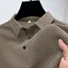 Camisa Polo Casual de Manga Corta de Jacquard de Lujo Ligero de Verano para Hombre, Estilo Nuevo, Camiseta Juvenil Cómoda y Transpirable con Cuello