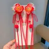 Acessórios de Cabelo Hanfu para Meninas, Presilha de Cabelo Flor Estilo Antigo com Luzes, Presilha de Coelho Brilhante, Borla de Pérola, Acessório de Cabelo com Fita de Laço