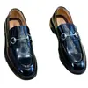 Zapatos de Cuero de Alta Gama para Hombre Capa Superior Piel de Vaca Charol Mocasines con Hebilla de Caballo Cuero Brillante Formal Casual Negocios Casuales Europeos
