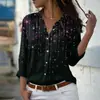 Comercio Exterior Transfronterizo 2024 Cárdigan para Mujer Europeo y Americano Camisa de Manga Larga con Estampado de Flores 3D Top de Alta Gama Versátil para Mujer