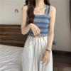 Doce quente menina malha camisole mulheres verão base interna puro sexy tubo top exterior usar fino listrado top