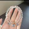 Pulseira de Miçangas de Cristal Azul Água-Marinha e Branco, Estilo Antigo, Moda Fresca, Camada Dupla Empilhável para Usar, Pulseira de Estudante/Namorada