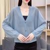 Plus size casaco fino das mulheres de seda de gelo cardigã de malha primavera e verão nova manga batwing camisa de ar condicionado proteção solar decote em V top exterior