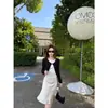 Serie Threh Miu~Falda Elegante de Lunares Pequeños Línea A para Mujer Falda Cola de Pez Falda Ajustada al Cuerpo Falda de Longitud Media Estilo Francés
