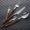 Juego de Cubiertos de Acero Inoxidable Estilo Retro con Patrón de Mármol, Estilo Occidental: Cuchillo, Tenedor, Cuchara, Cuchara de Postre, Cuchillo para Filete, Cucharilla de Café