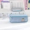 Estuche para lápices de color macaron muy atractivo y lindo, resistente al agua y a la suciedad, bolsa de papelería para estudiantes, caja de lápices de gran capacidad estilo ins