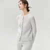 Kang Sai Ni Cardigan Grueso de Punto Trenzado de Cuerpo Entero 100% Cachemira con Botones para Mujer Cuello Redondo Ropa Exterior de Punto Trenzado Suéter para Mujer