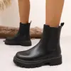 Botas Martin negras de suela gruesa para mujer de comercio electrónico transfronterizo Botines Chelsea elásticos tipo calcetín estilo británico Botas Martin para cuatro estaciones