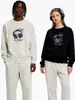 Sudadera de Algodón Pesado para Parejas, Corte Holgado, Cuello Redondo, Sin Capucha, Pulóver, Versátil, Cálida, Prenda Superior Estampada para Otoño e Invierno
