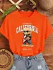 Camiseta Estampada de Oso Guitarra Cuervo Ídolo Letras para Mujer Verano Versátil Cuello Redondo Hip-Hop Manga Corta Mujer