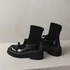 Botas altas con lazo, suela gruesa, tacón grueso, botas elásticas ajustadas, botines elegantes y versátiles nuevos para otoño/invierno 2026 para mujer