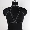 Corsé sexy de cuero negro con cadena de fábrica directa, corsé para atar la cintura, ropa interior sexy para coqueteo en pareja