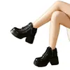 Botas Martin de peluche con suela gruesa para mujer, nuevo estilo otoño e invierno 2026, botines que aumentan la altura para personas menudas, botines versátiles de tacón grueso estilo británico