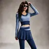 Conjunto Deportivo Colorblock Sensación Nude Elástico Top de Yoga Pantalones Cortos Falsos de Dos Piezas Para Correr Fitness Versátil Ajustado Ropa de Entrenamiento