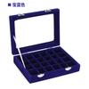Caja de joyería pequeña de terciopelo completo multifuncional con cubierta de vidrio, anillo, pendientes, caja de exhibición de almacenamiento, ventas directas de fábrica